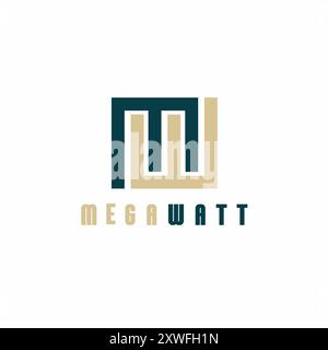 Minimalist letter MW monogram logo for electrical engineering brand identity and corporate marketing Stock Vector
