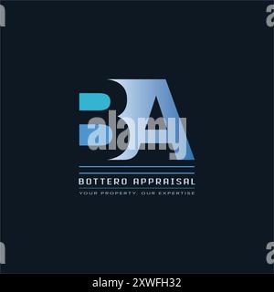 BA letter logo design for real estate appraisal agency featuring modern blue gradient for branding Stock Vector