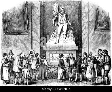 Statue of theTyrolean folk hero Andreas Hofer(1767-1810) in the Palace chapel of Innsbruck, Austria, historical Illustration 1882, Stock Photo