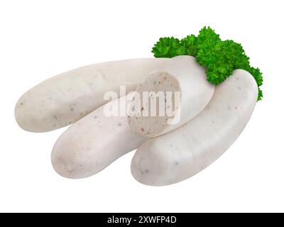 Bavarian white sausages isolated on white background Stock Photo