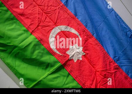 Details of a wrinkleded azerbaijan flag Stock Photo