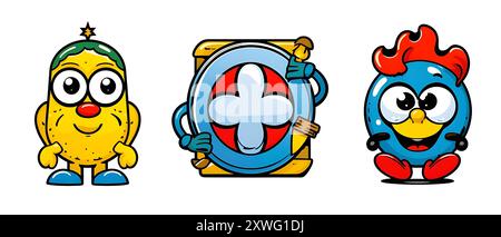 Three Cartoon Characters with Unique Personalities Stock Vector