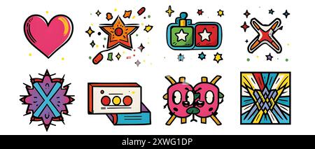 Colorful Abstract Geometric and Symbolic Illustrations Stock Vector