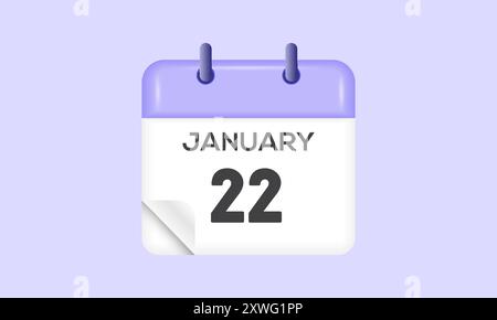 January 22 - calendar and Time planner. Daily Calendar Icon reminder ...
