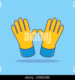 Hand Gloves Illustration Isolated cartoon icon Hand Gloves sticker elements design Stock Vector