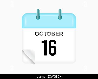 October 16 - calendar and Time planner. Daily Calendar Icon reminder ...