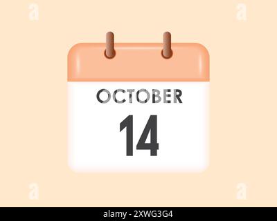 October 14 - calendar and Time planner. Daily Calendar Icon reminder ...