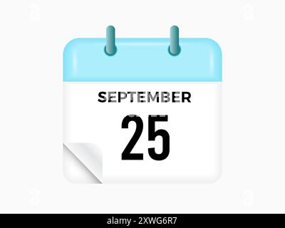 September 25 - calendar and Time planner. Daily Calendar Icon reminder. Vector Illustration. Stock Vector