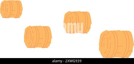 Hay rolls color icon. Dry straw symbol isolated on white background Stock Vector