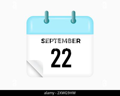 September 22 - calendar and Time planner. Daily Calendar Icon reminder. Vector Illustration. Stock Vector