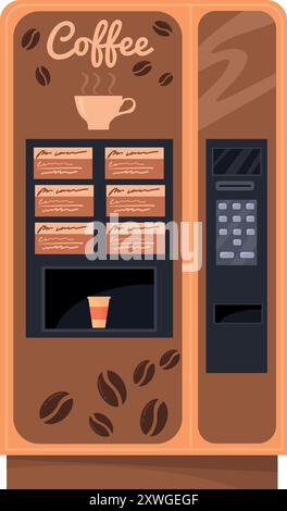 Coffee vending machine. Automatic cartoon espresso maker isolated on white background Stock Vector