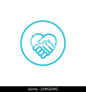 Promise. Hand shake icon. Isolated on white background. From blue icon set Stock Vector