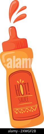 Hot sauce bottle cartoon icon. Sriracha spice isolated on white background Stock Vector