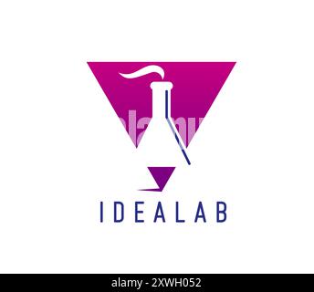 Idea lab icon for creative design studio or smart innovation technology, vector laboratory test flask. Idea lab concept icon for media company or software and digital tech development of modern brand Stock Vector