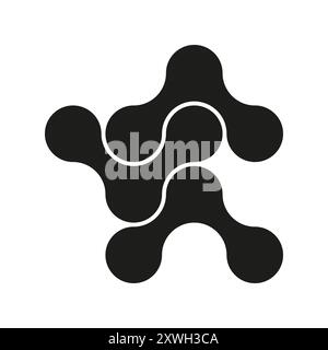 Abstract molecule icon. Circular shapes connected. Black and white theme. Vector symbol. Stock Vector
