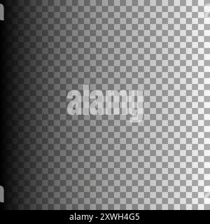 Checkerboard gradient background. Black to white transition. Smooth shading from left to right. Transparent grid style. Stock Vector