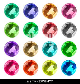 Many different gemstones isolated on white, set Stock Photo