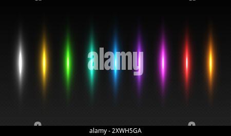 Glowing lines, neon in motion light effect. Shiny beam or ray, abstract speed lines. Stock Vector
