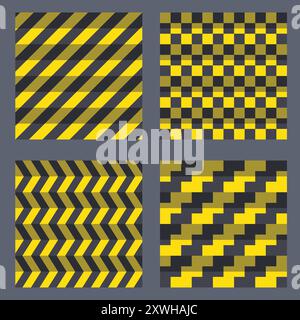 Checkered yellow patterns set Stock Vector