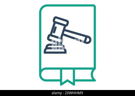Law book icon. book with gavel. line icon style. icon related to law and justice. law elements vector illustration Stock Vector