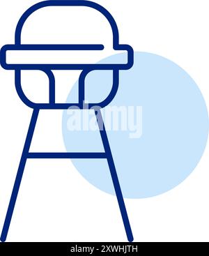 Baby high chair. Dining with infant. Pixel perfect, editable stroke vector icon Stock Vector