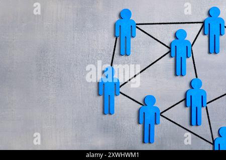 Human figures connected with lines. Networking concept. Copy space for text. Stock Photo