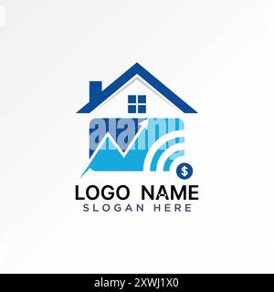 Logo design graphic concept abstract creative premium vector stock dollar roof house router wifi tranding. Related home property house cloud data tech Stock Vector