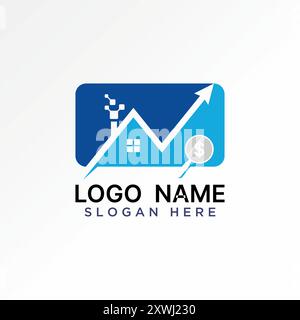 Logo design graphic concept abstract creative premium vector stock dollar trading roof house magnifying Related to home property house cloud data tech Stock Vector
