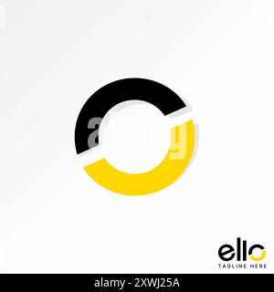 Logo design graphic concept abstract creative premium vector stock initial O or CC font cutting  shadow top down. Related monogram typography branding Stock Vector