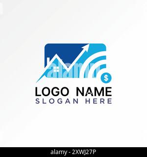 Logo design graphic concept abstract creative premium vector stock dollar trading roof house wifi router Relate to home property house cloud data tech Stock Vector