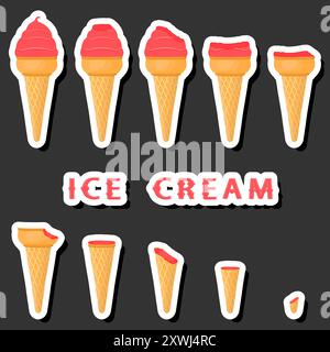 Big colorful set different forms natural dessert ice cream of consisting various ingredients, design ice cream various shape from menu organic nutriti Stock Vector
