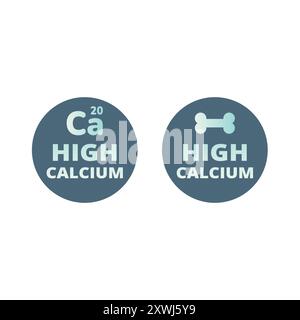 High calcium vector label. Food or supplement colorful sticker. Stock Vector