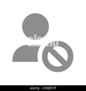 Account banned and rejected vector icon. User profile restricted symbol. Stock Vector