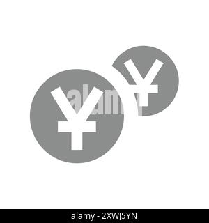 Yuan coins vector icon. Two Chinese currency coin symbol. Stock Vector