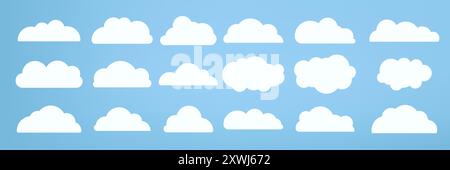 Group of white clouds object used in cloud concepts, clouds element, clouds object, clouds caroon style, in a flat design. White cloud collection Stock Vector