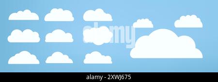 Group of white clouds object used in cloud concepts, clouds element, clouds object, clouds caroon style designs Stock Vector