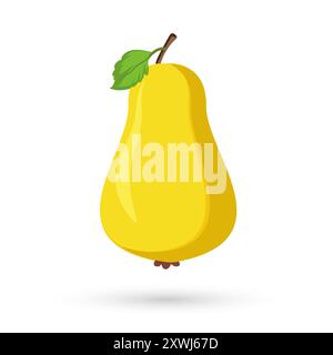 A yellow pear fruit on isolated background. Healthy pear fruit concept in yellow color, vector illustration Stock Vector