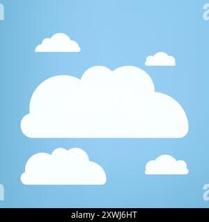 cloud concepts, clouds element, clouds caroon style, in a flat design. White cloud collection, Set of Nine white clouds objects Stock Vector