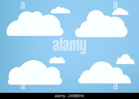 Groups of white cloud objects, cloud concepts, clouds element, clouds caroon style, in a flat design Stock Vector