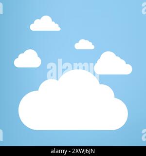Groups of white Clouds collection in flat design styles, cloud concepts, clouds element, clouds on isolated blue background Stock Vector