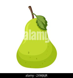 Isolated green pear fruit on white background, Sweet pear seamless pattern. Organic healthy fruits background Stock Vector