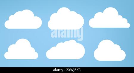 flat design of white clouds and Set of soft Clouds collection in flat design styles, cloud concepts, clouds elements Stock Vector