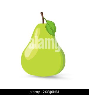 A fresh green fruit icon pear, Green pear fruit on isolated white background Stock Vector