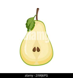 Green pear fruits on white on Isolated background, Sweet pear seamless pattern. An Organic healthy fruits background Stock Vector