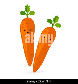 Happy carrot cartoon vector icon and symbol isolated on white background vector illustration Stock Vector