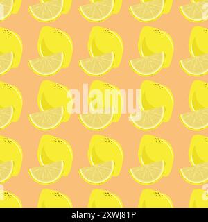 Yellow lemon pieces texture and pattern design, lemons pieces cut on isolated background Stock Vector