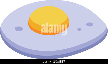 This isometric icon represents a fried egg, perfect for projects related to breakfast and cooking Stock Vector