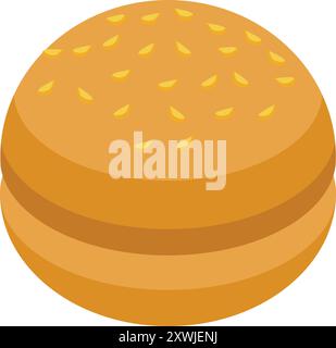 Simple hamburger bun with sesame seeds on top, waiting to be used for a tasty burger Stock Vector