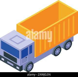 Tipper truck transporting building materials, visualized in a modern isometric style Stock Vector