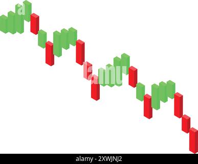Red and green bars fluctuating and representing stock market crash Stock Vector